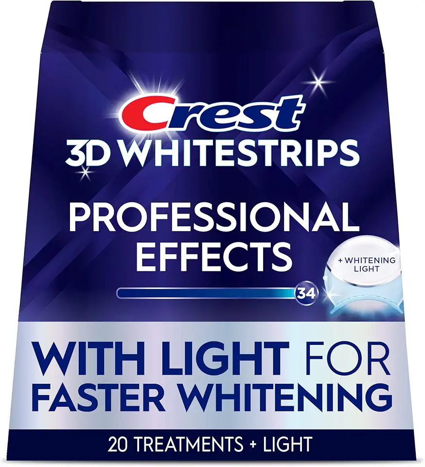 Crest 3D Whitestrips Professional Effects + LED Light – Teeth Whitening Kit, 1 Light + 20 Treatments, Each with 1 Upper/1Lower, 40 Strips – Crest 3DWhite Teeth Whitening Strips
