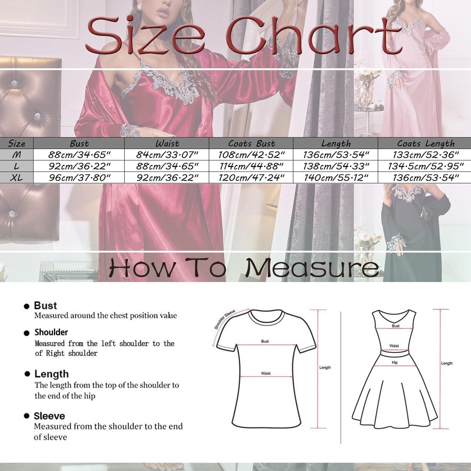 MILAX Damen Spitze Pyjama Nachtwäsche Unterwäsche Babydoll Kleid Kimono Negligee Seidenrobe Locker Schlafanzug Nachtwäsche Damen Morgenmantel Kimono Seidig Satin Nachtwäsche