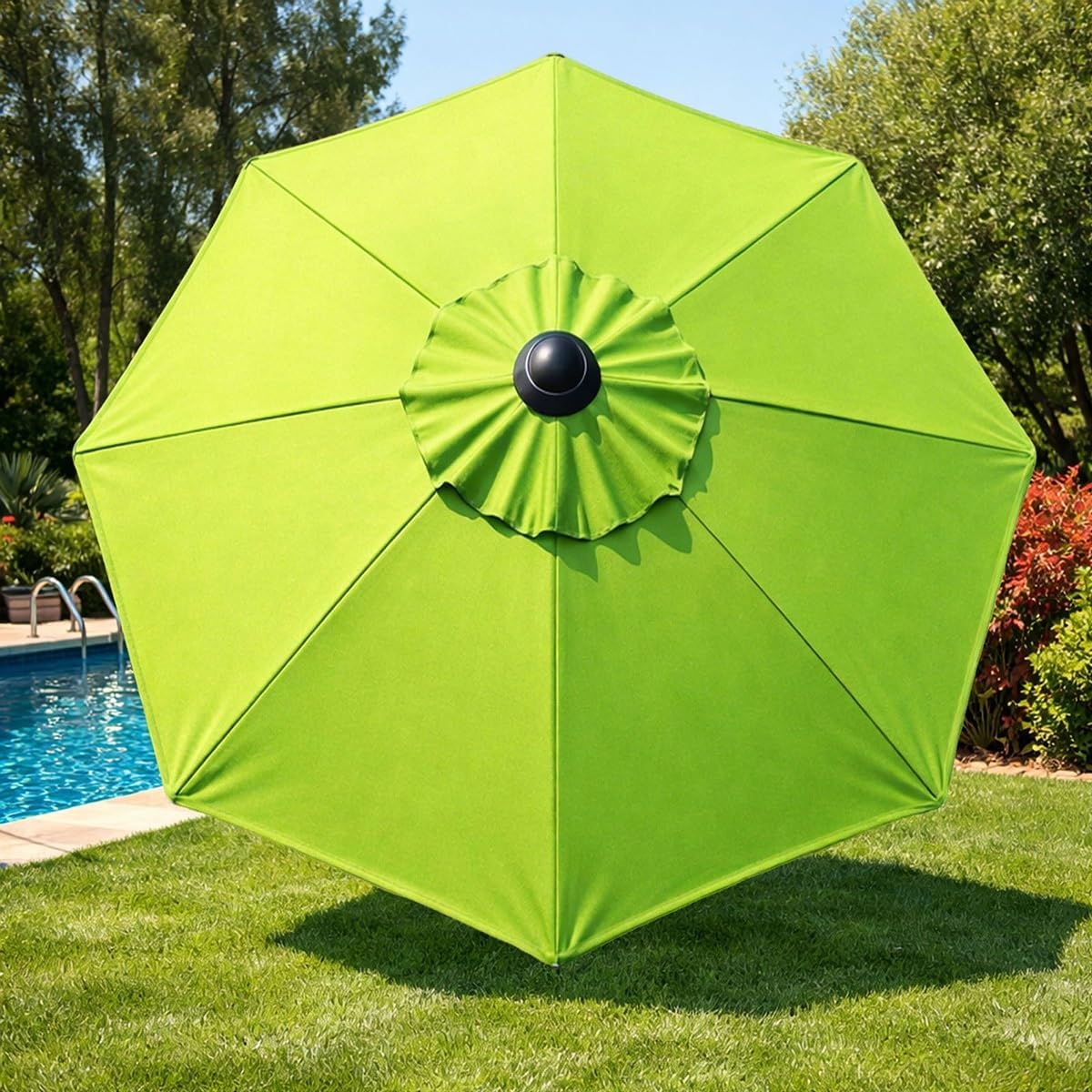 Patio Umbrella Replacement Canopy 6Ribs 8Ribs Umbrella Replacement Top Cover, Table Market Umbrella Canopy Cloth, Outdoor Garden Yard Parasol Fabric(Bright Red,13FT 8-Ribs)