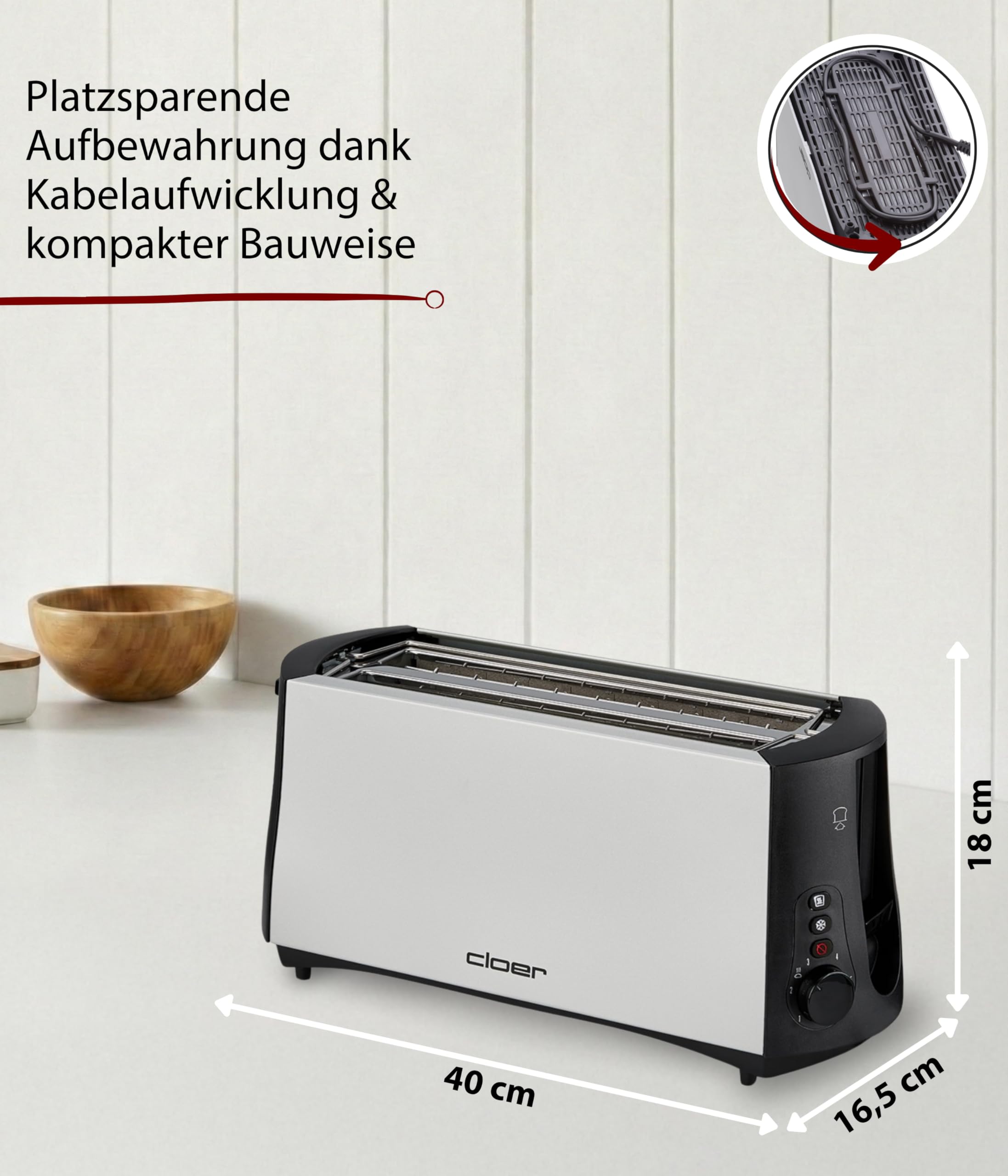 Cloer 3710 Langschlitztoaster für 4 Toastscheiben – Bild 5