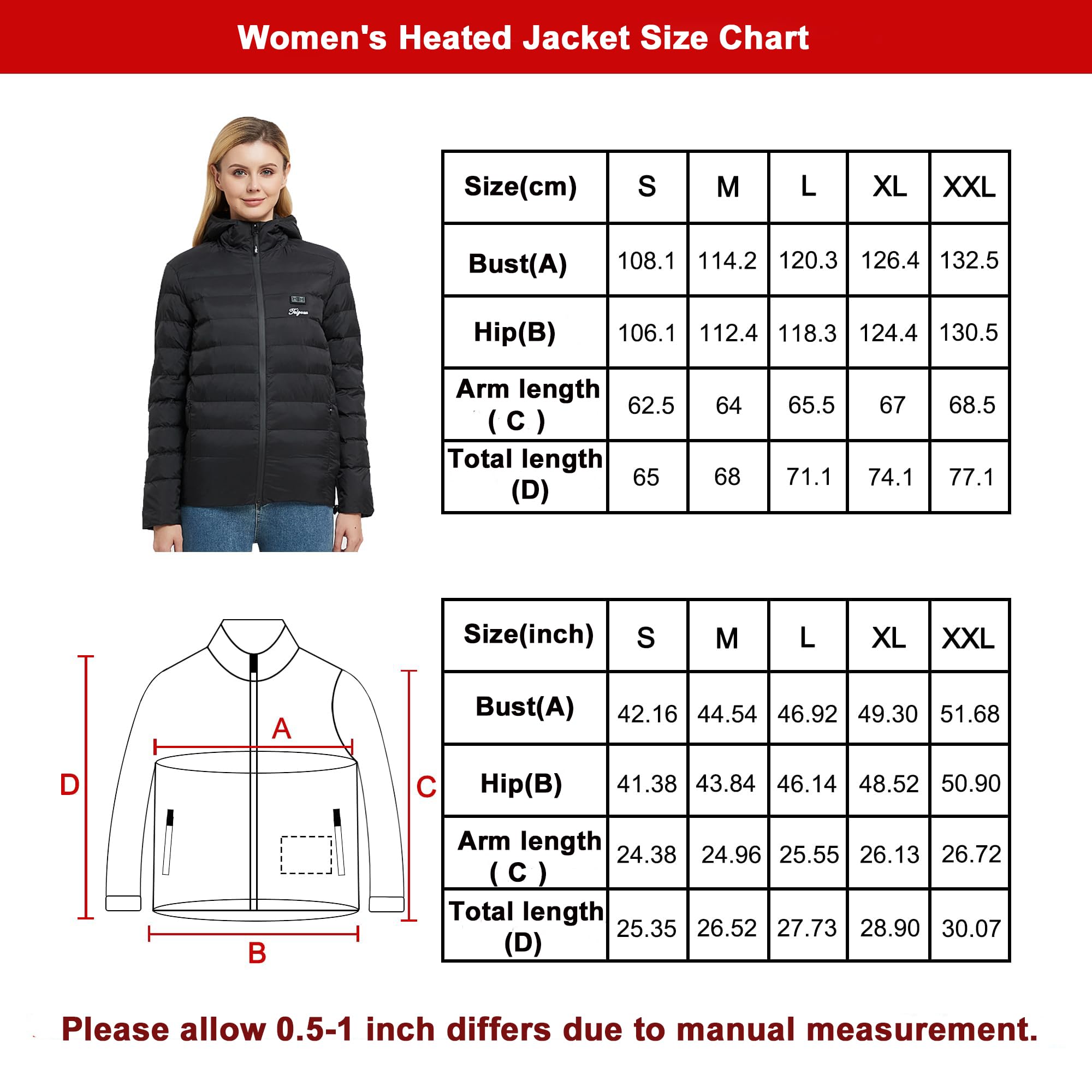 Telguua Chaqueta calefactable con banco de energía,chaqueta térmica para mujer, chaqueta térmica con capucha,14400 mAh, chaqueta de invierno,chaqueta cálida