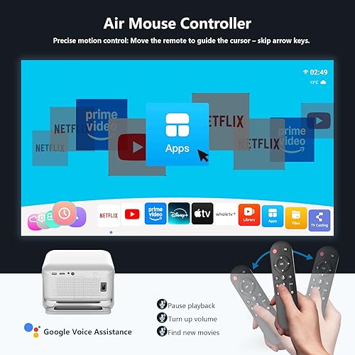 Miniatura 6 de Proyector con WiFi y Bluetooth, enfoque automático 4K Proyector inteligente portátil compatible con iOSAndroidLaptop, 800 proyectores de video ANSI