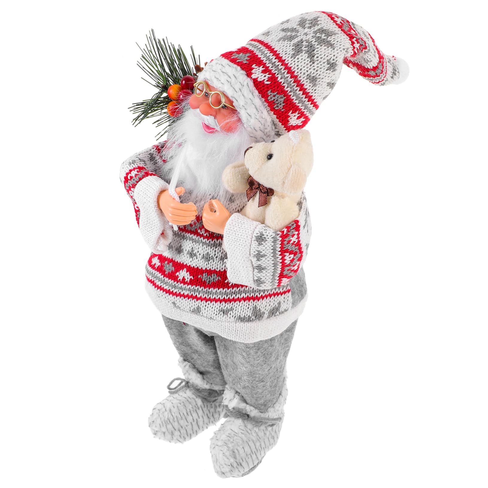 POPETPOP 2 Pezzi Babbo Natale Bambola Decorazione Natalizia Babbo Natale Statua In Piedi Grigio Rosso Clause Scultura Peluche Ornamenti Decorazioni Illuminate Statue Tradizionali Cartone