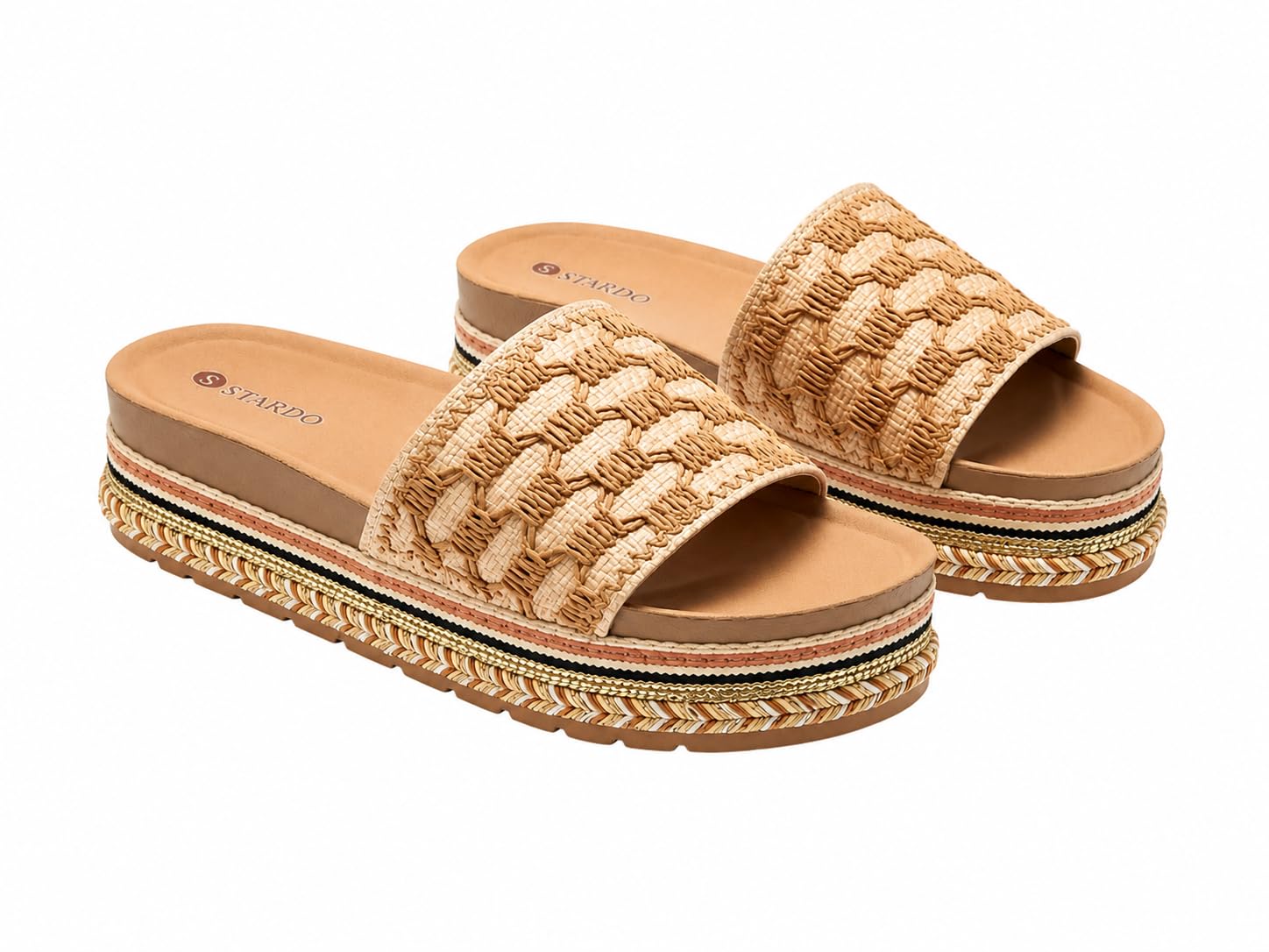 Women's Platform Slide Slippers with Woven Upper-image-37