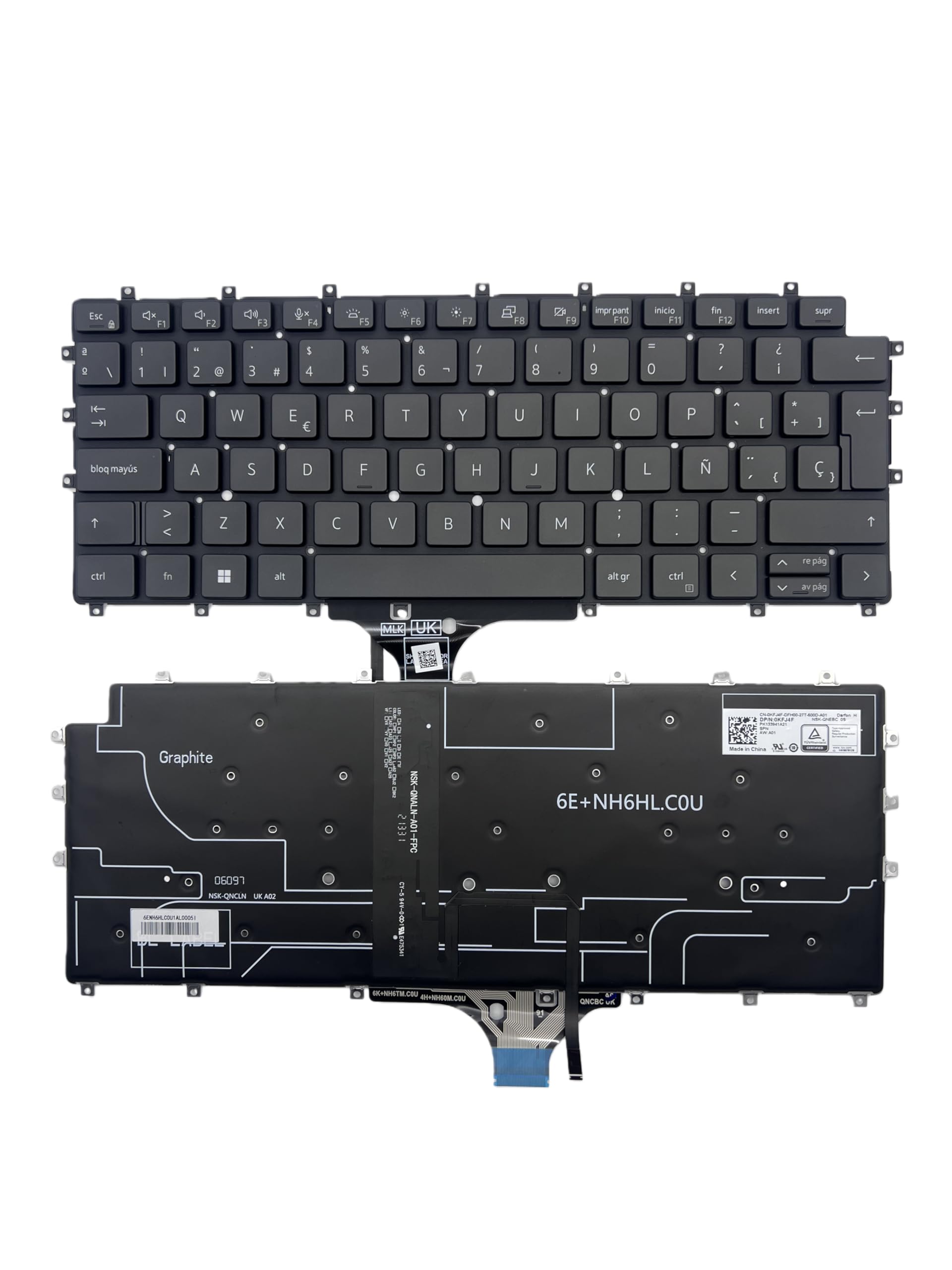Solución a teclas gastadas: Teclado SP DELL Latitude 9510 9520 con luz para reparar portátil 4