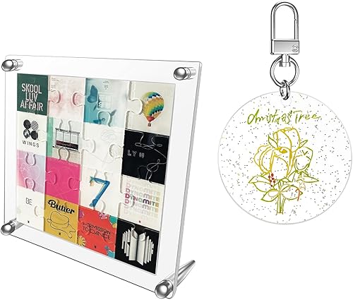 SSQIAN BTS Merchandise BTS - Cubierta de álbum de acrílico para rompecabezas y llavero de árboles de Navidad