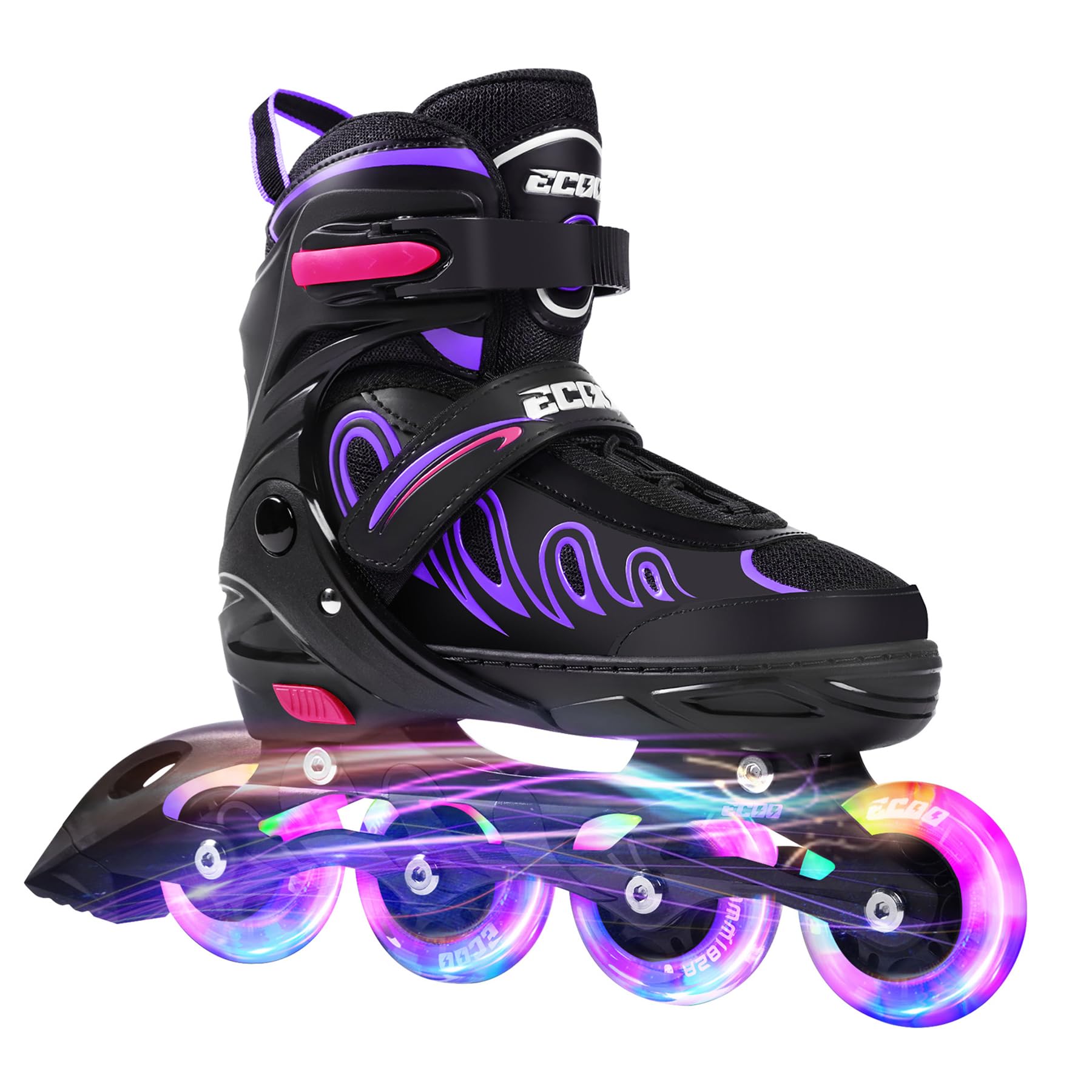 ECOO Inline Skates for Girls and Boys Ages 5-8 8-12 Light up Wheels, Adjustable Size Roller Skates Blades Kids Adult Women Outdoor