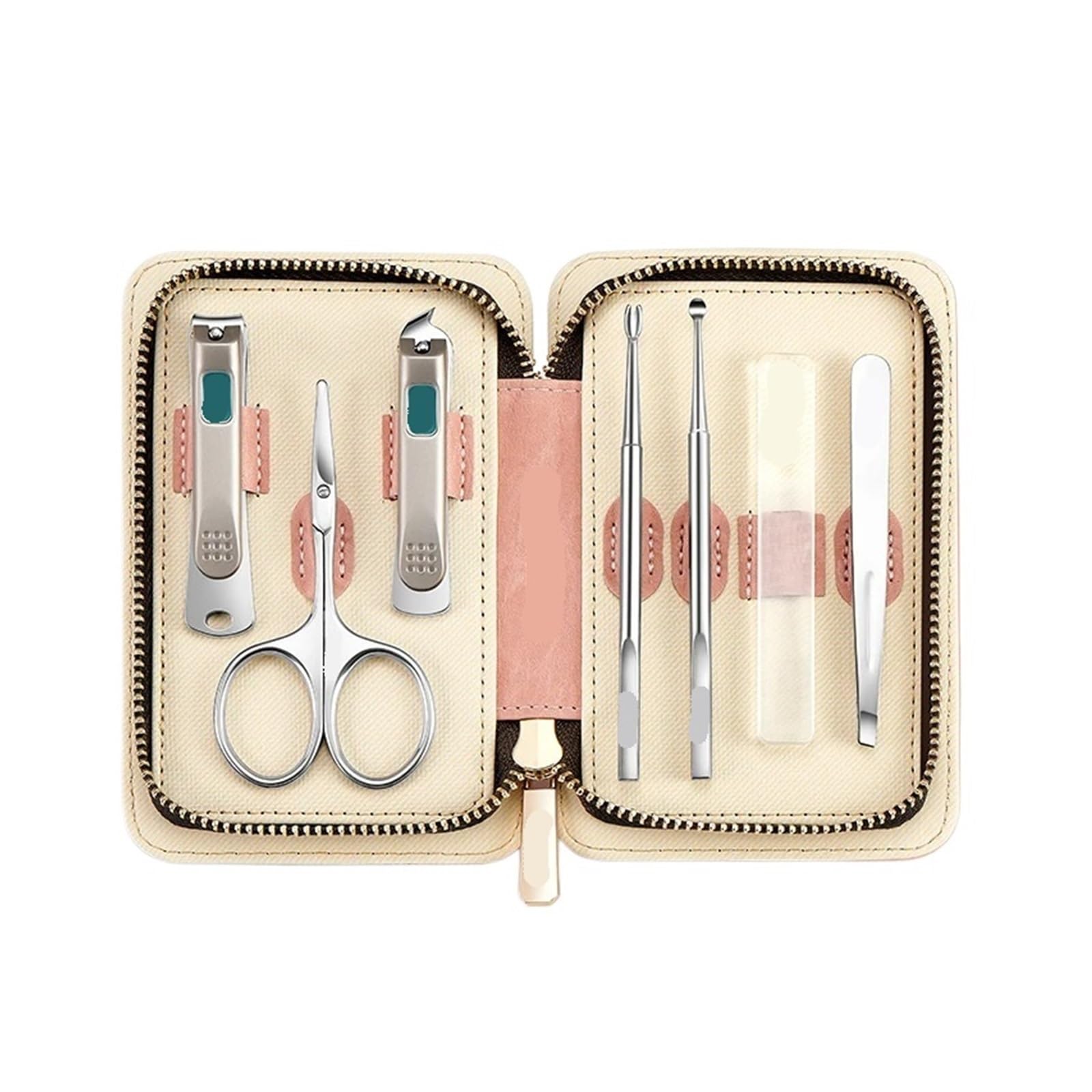 Maniküre-Set, Körperpflege-Sets, Nagelknipser, Werkzeuge, Edelstahl-Schere, PU-Etui-Set, 7-in-1