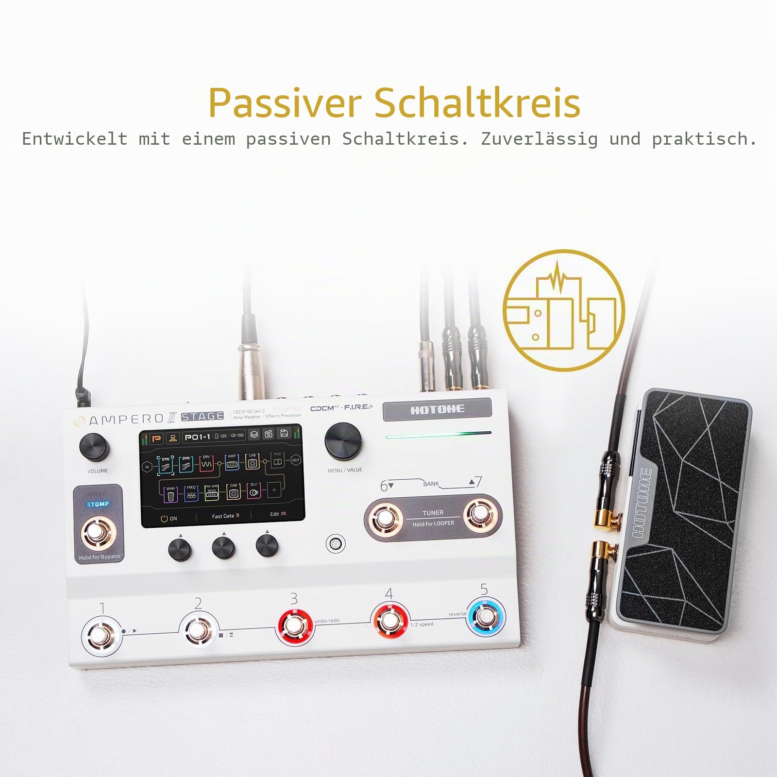 HOTONE Passive Volume Expression Fußschalter 2 in 1 Gitarreneffekt Pedal EXP Ampero II Press