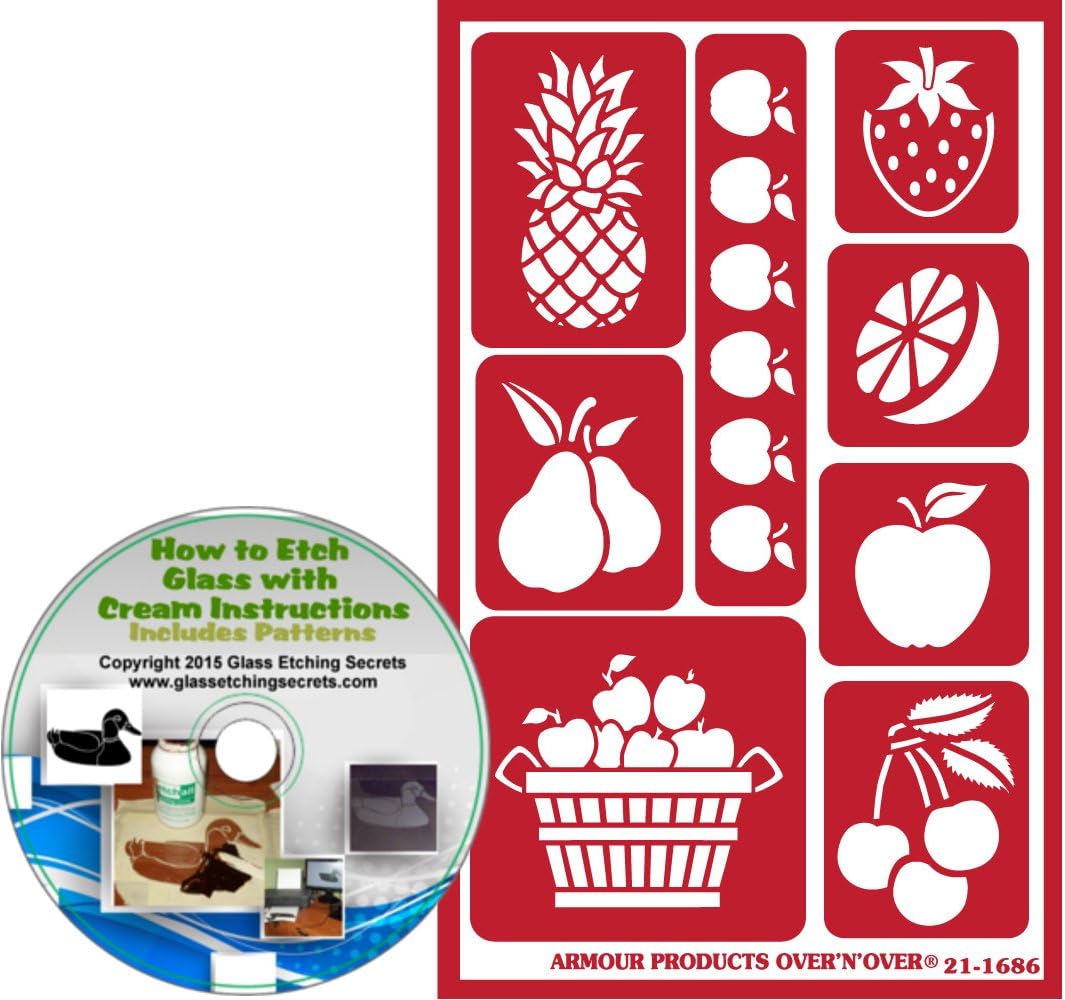 amazon com apple stencil reusable fruit designs pineapple orange pears fruit basket strawberry cherry glass etching stencils how to etch cd arts crafts sewing