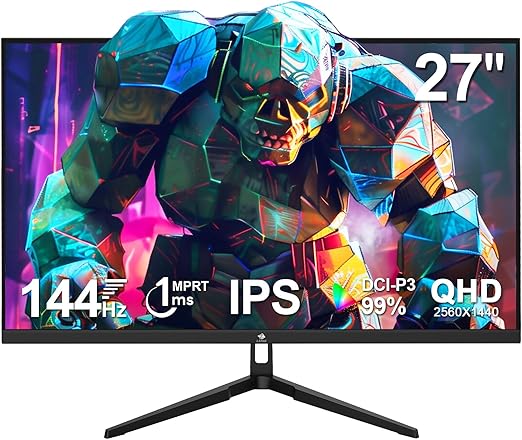 Amazon.com: 27 inch Gaming Monitor 144Hz 1ms, QHD 2560 x 1440 2K, Z ...