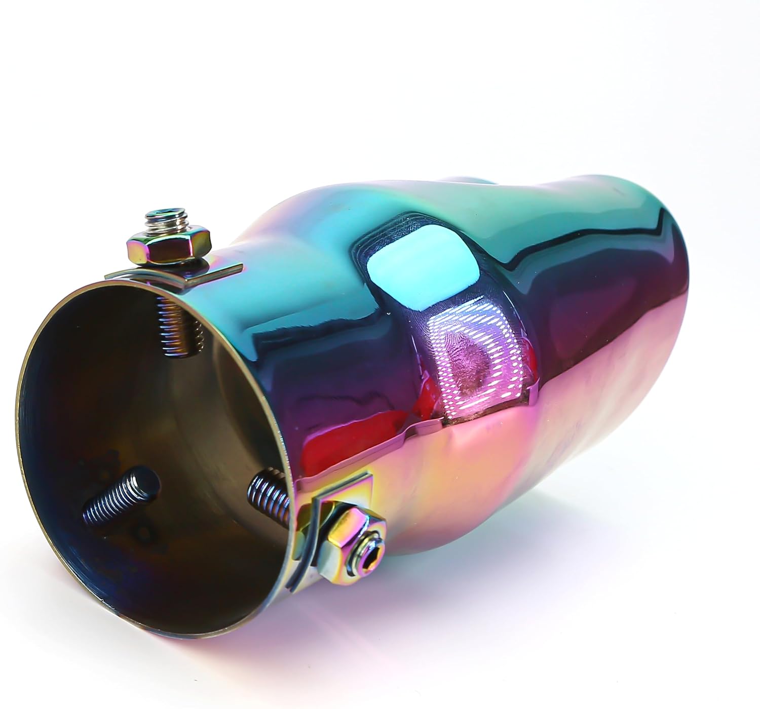 Heart Exhaust Tip, 2.5 Inch Inlet Fits 1.75 to 2.25 Inch Pipes, Stainless Steel Car Muffler Pipe, Chrome Colorful Heart Shaped Tail Tailpipe, Universal Auto Accessories