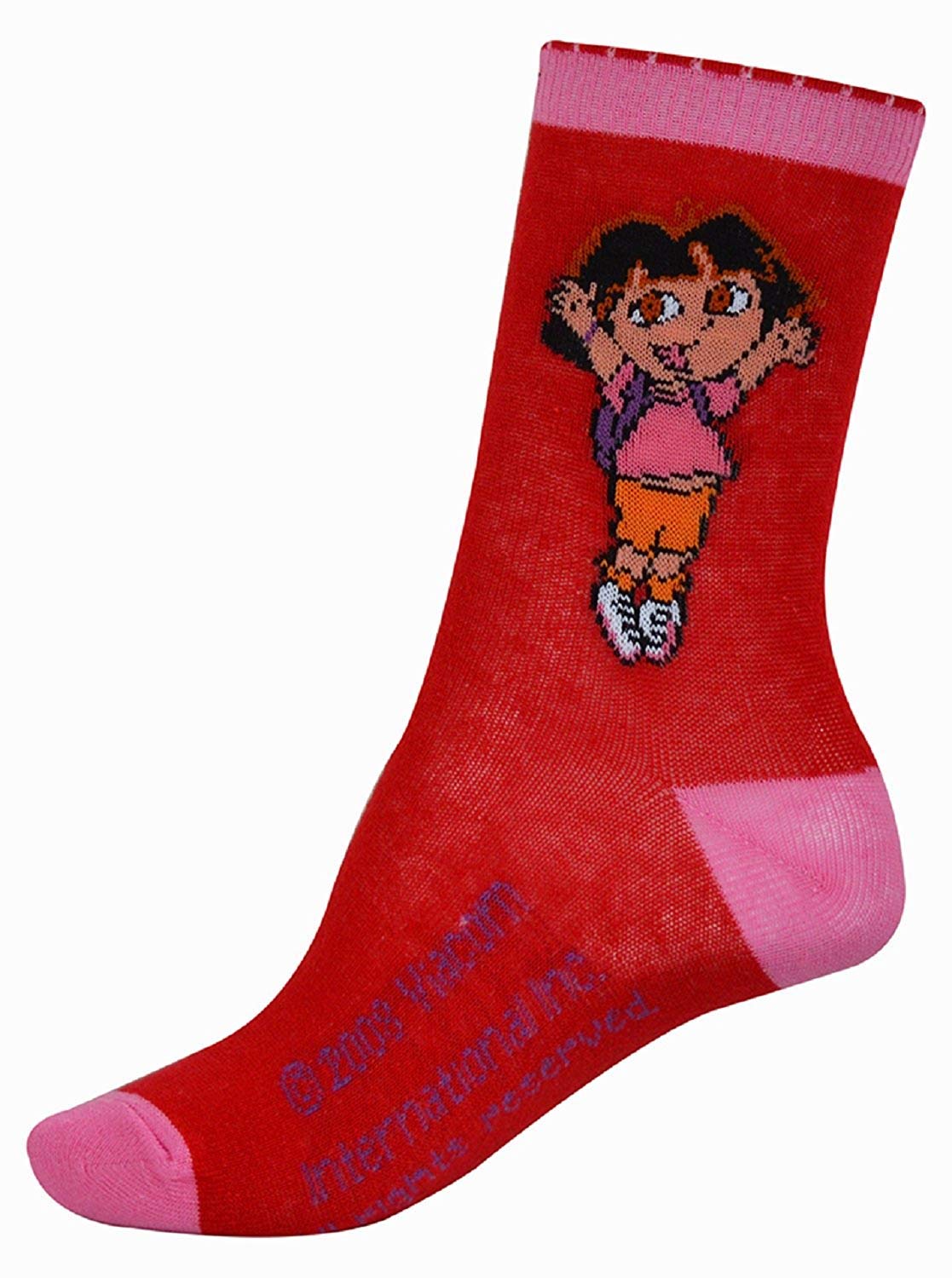 Dora The Explorer Girls Assorted Cotton Rich Cartoon Character Socks [3 Pairs Pack] (S Uk Size 3/5.5 Eur Size 19-22, Colour Colours)