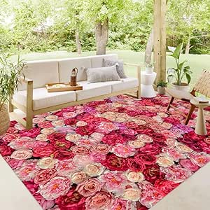 Amazon.com: Romantic 3D Rose Flowers Sea Indoor Outdoor Area Rug 3x5 ...