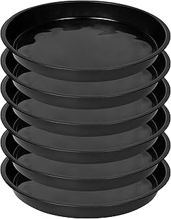 Angde 6 Pack Plant Saucer tray 4 6 8 10 12 14 Inch, Durable Plastic Plant Saucer Round, Plant Trays for Pots, Plant Saucers for Indoors 6 inch, Flower Plant Drip Tray, Pot Saucers (6 Inch, Black)