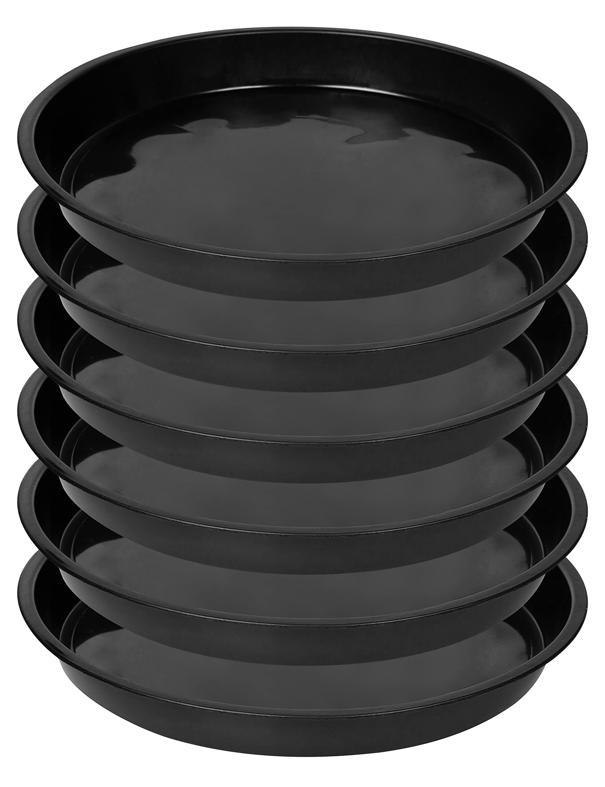 Pflanzuntersetzer von 6 Stück, schwarz, 30.5 cm, Pflanzschale, Pflanzschale für Töpfe, Kunststoff-Pflanzuntersetzer für drinnen und draußen, Blumentopf-Untersetzer
