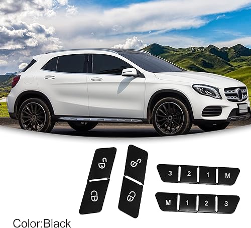 Miniatura 2 de ACROPIX Cubierta ajustable para el botón del asiento del conductor del pasajero, para Mercedes-Benz GLA250, 12 unidades, color negro