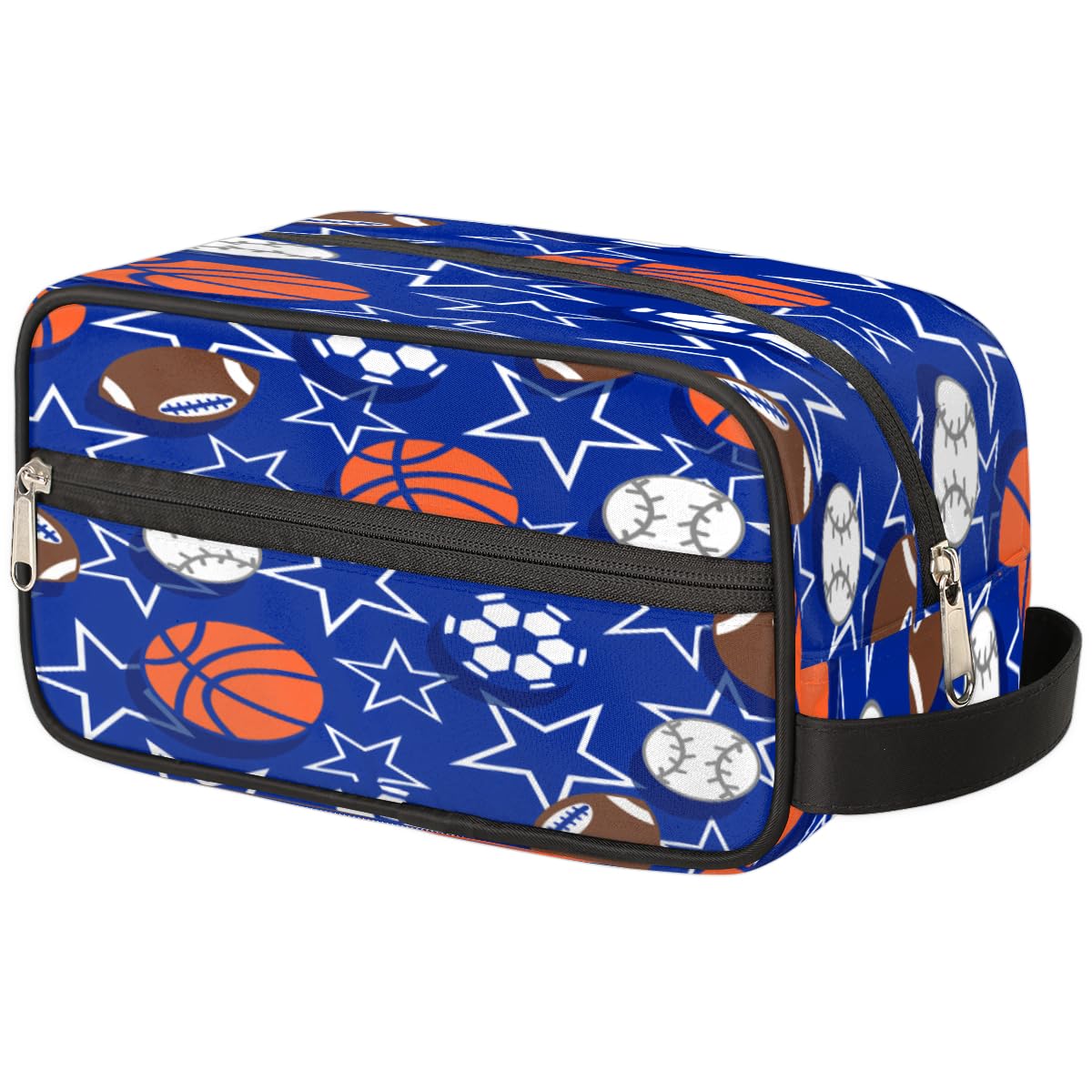 TropicalLife Bolsa de maquillaje deportiva de baloncesto para mujeres, hombres, niños, niñas, niños, deportes, béisbol, fútbol, bolsa de lavado, bolsa de viaje, artículos de tocador, organizador de cosméticos,