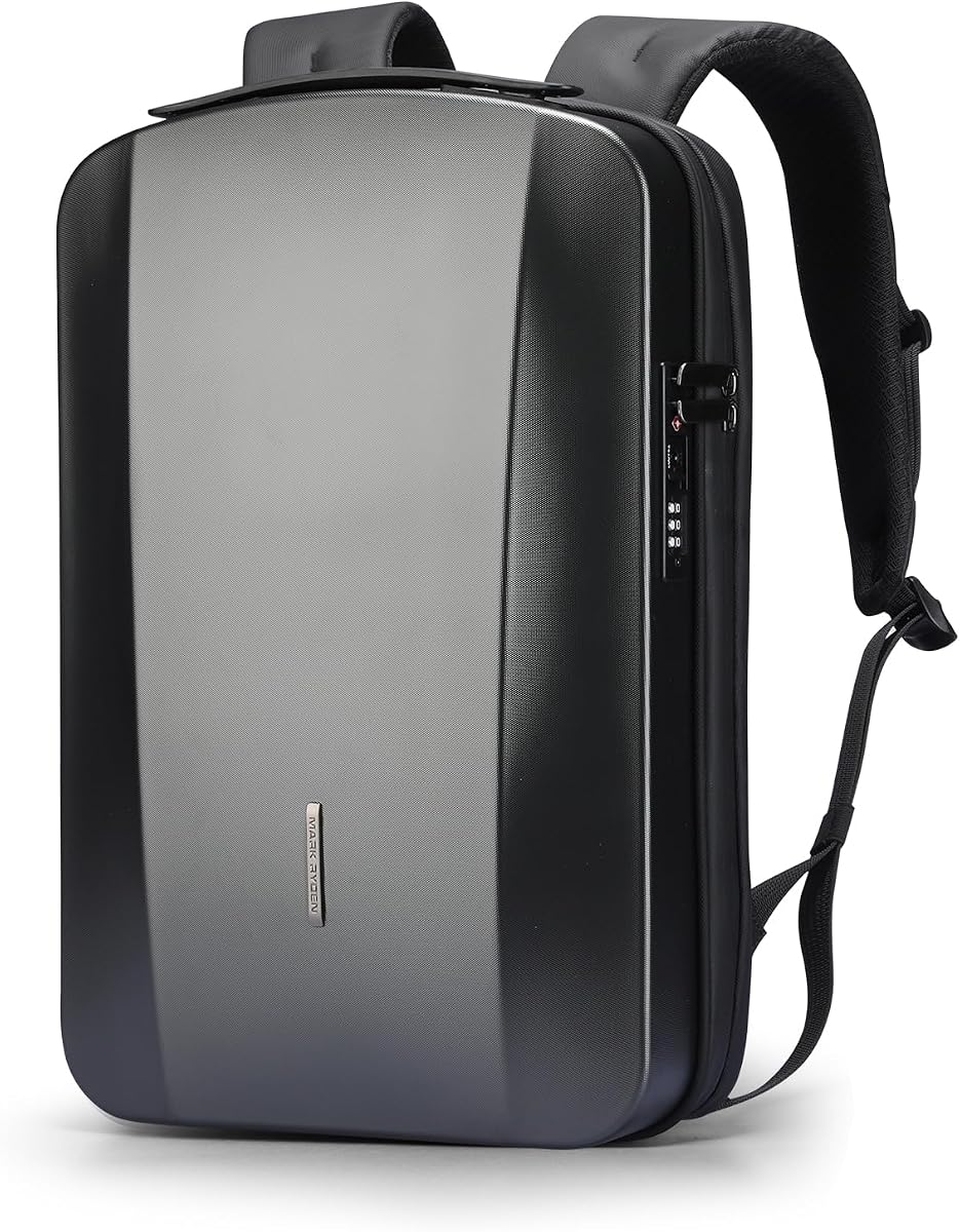 Mochila para ordenador portátil para hombre, mochila antirrobo rígida | Mochila empresarial con cerradura aprobada por la TSA y puerto de carga USB, segura y duradera para trabajar, desplazarse y usar a diario