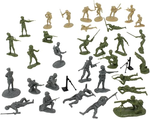 Miniatura 6 de BMC WW2 D-Day Plastic Army Men - 34 figuras de soldado estadounidense británico alemán