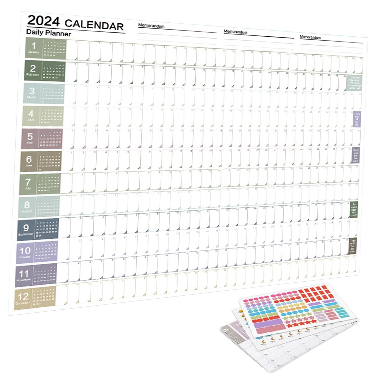 Set di 10 calendari da appendere alla parete 2024, calendario annuale per compiti in aula e la casa, stile A