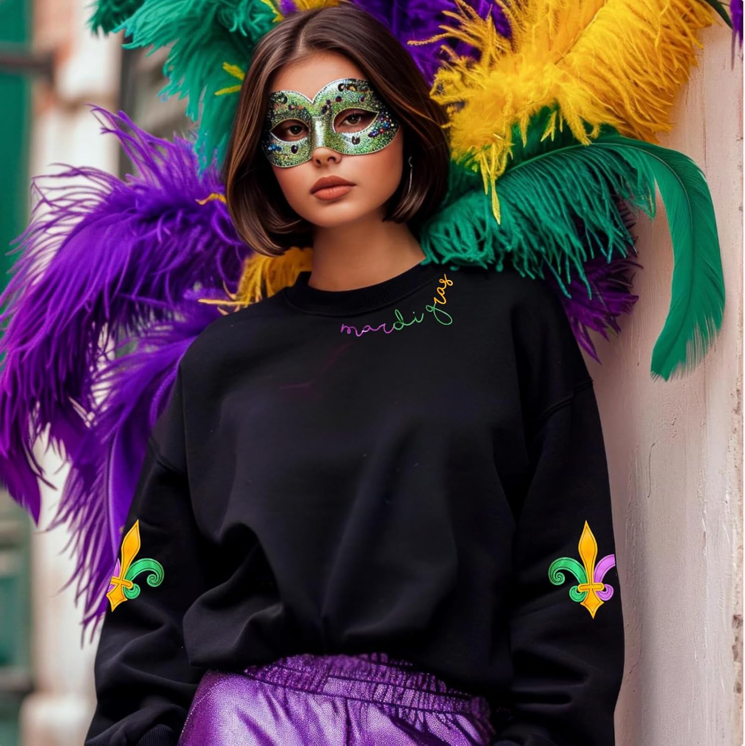 Sweatshirts for Women Graphic Long Sleeve Fat Tuesday Crewneck Pullover Top - Image 2