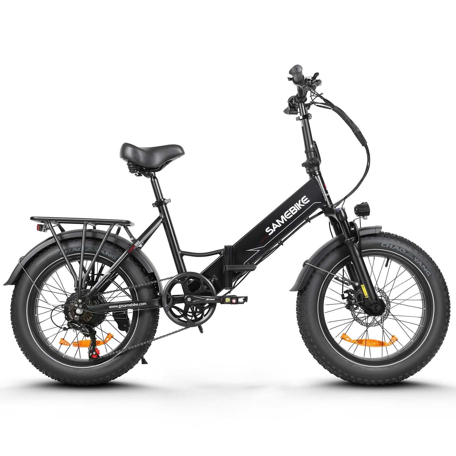 SAMEBIKE 250W Folding Electric Bike, 20"×4.0" Off-Road E-Bike with 7-Speed Gear, 48V 13Ah Removable Battery - Speed Up to 25KM/H, Range Up to 100KM