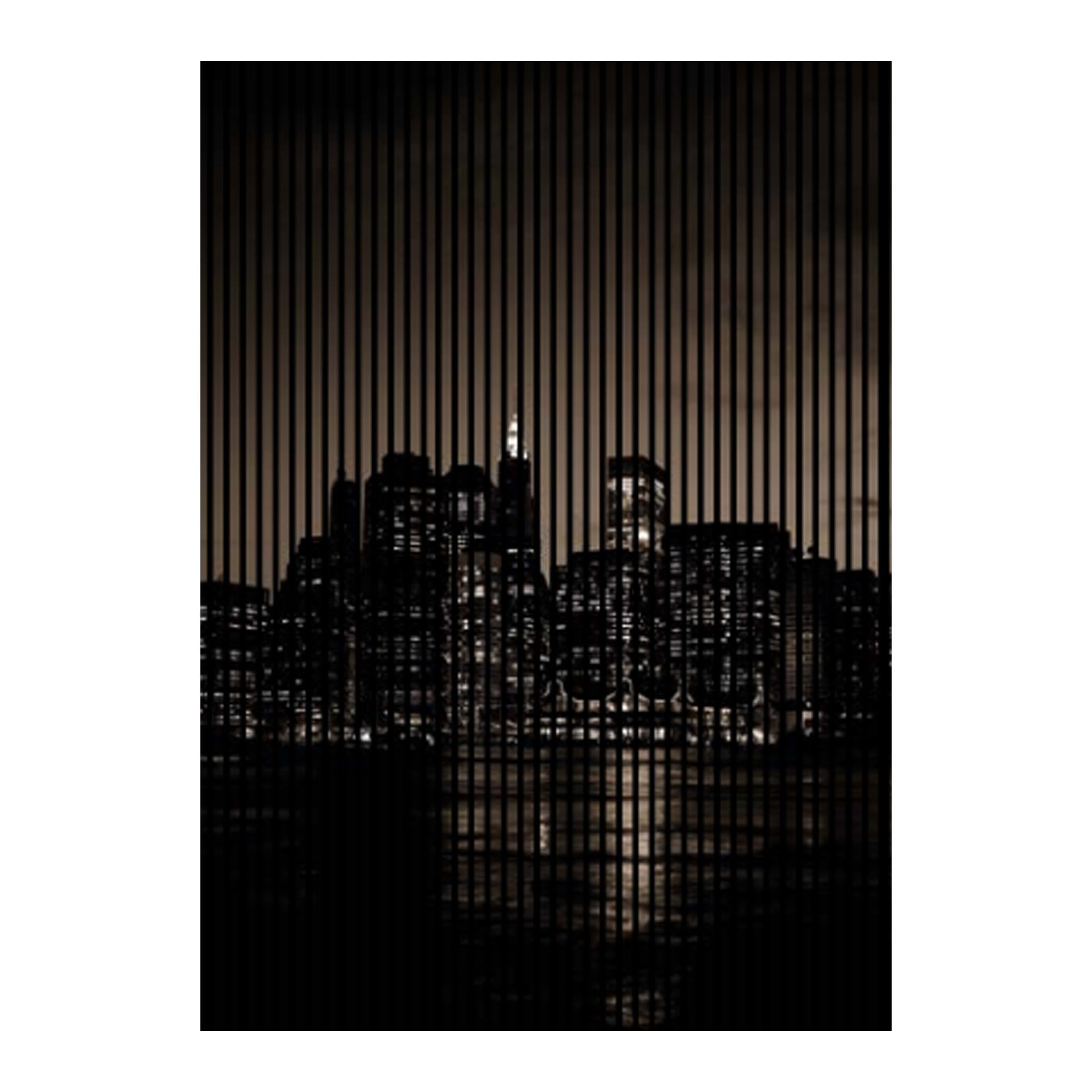 Panele akustyczne z nadrukiem cyfrowym New York02 19 x 1693 x 2400 mm New York Skyline noc MDF włókna PET panele ścienne czarne 3 pojedyncze płyty