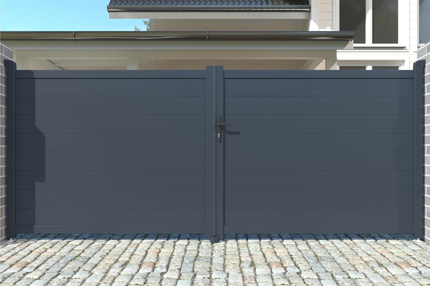 Installed Casanoov EIGER swing gate in a driveway