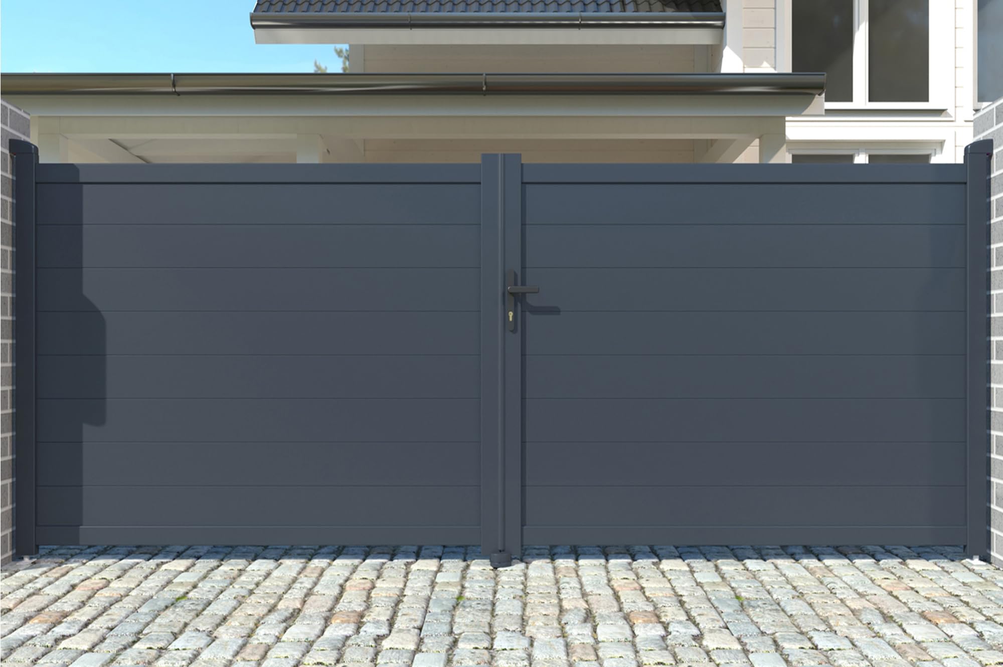 Casanoov Portail battant 4m EIGER H.140cm aluminium gris
