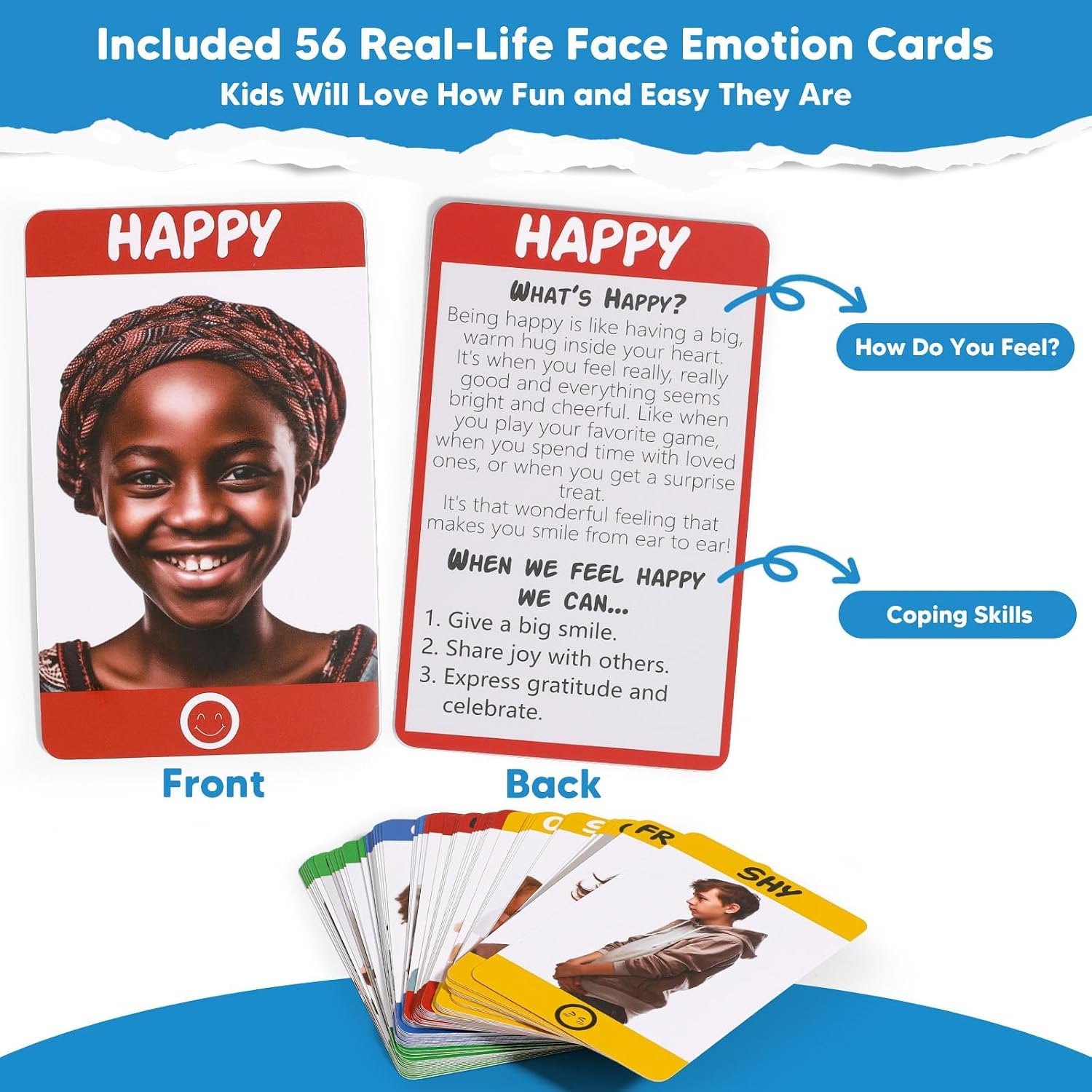 Garybank Emotion Bingo Games for Kids, w/ 56 Feelings & 48 Bingo Cards, Social Emotional Learning Activities for Kids, Speech Therapy Materials for Therapists, School Counselors Office Must Haves
