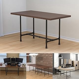 28 Inch Industrial Pipe Table Legs Set, Dark Grey Black Metal Iron Desk Legs Base for Coffee, End Table & Nightstand, Vintage Mid-Century Style Pipe Furniture, Rustic Metal Frame Desk Leg Kit