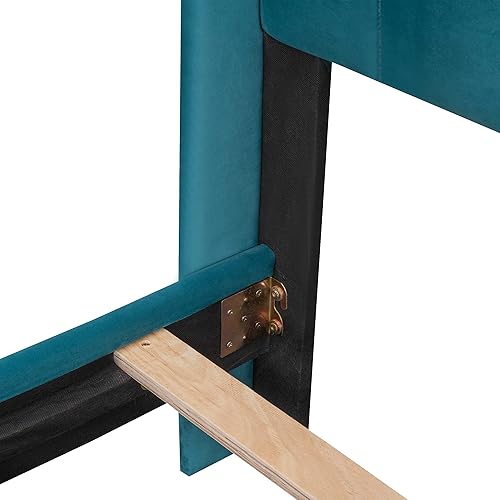 Miniatura 16 de Cama de plataforma de tamaño Queen con cajones para dormitorio, marco de cama tapizado de terciopelo para niños, niñas, adolescentes y adultos, no