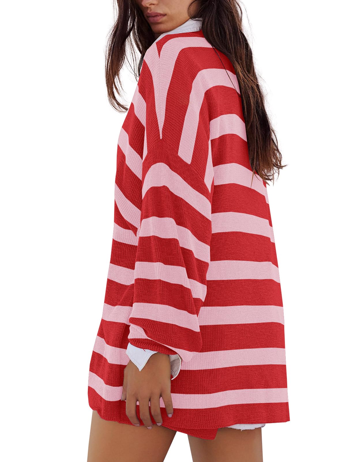 Panadila Pigiama da Donna a Righe Oversize con Maniche Lunghe, Top e Pantaloncini