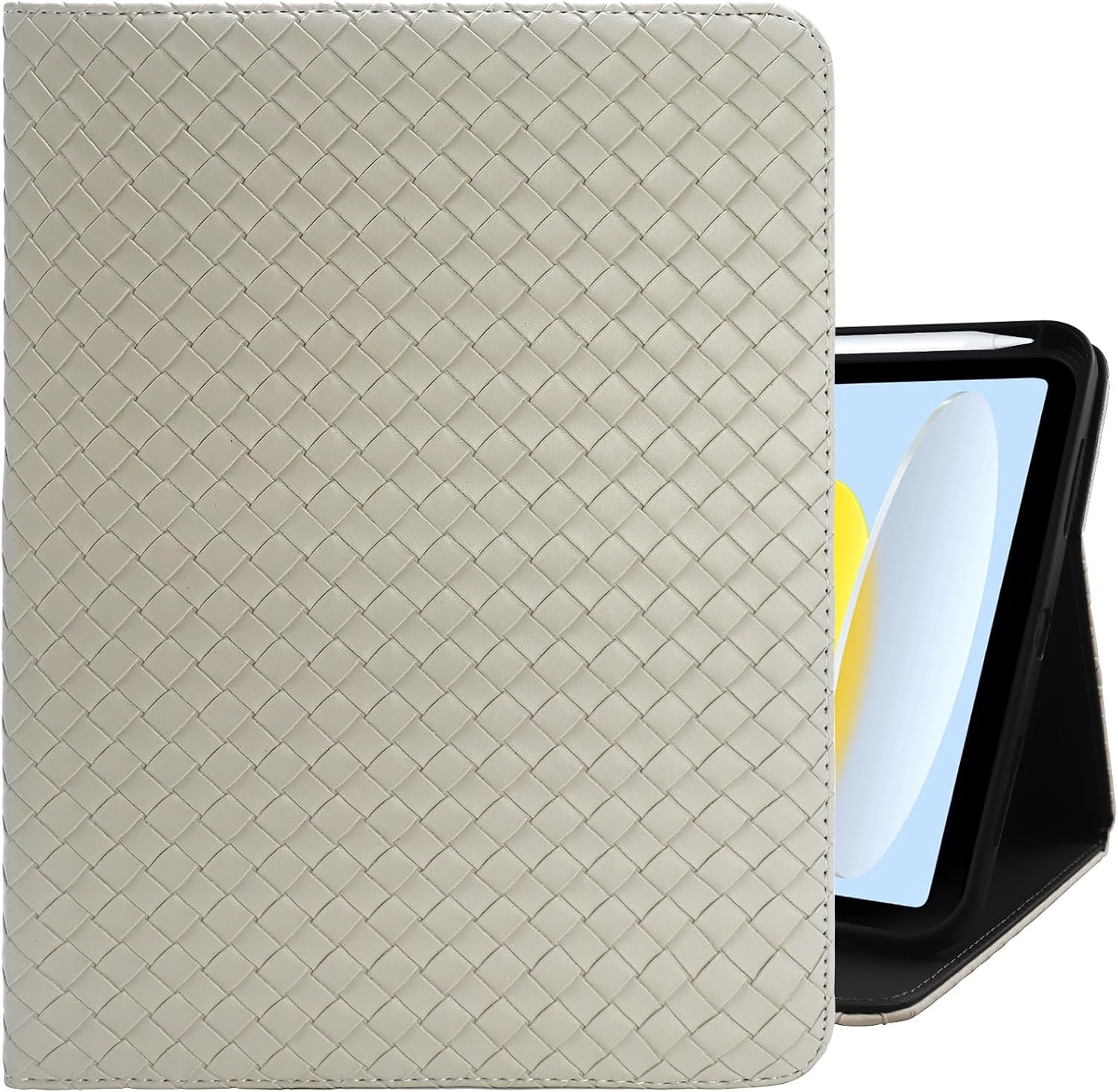 Compatible with iPad (A16) 11th Generation 11 Inch 2025,Compatible with 10th Generation Case 2022 Compatible with iPad 10.9 Inch Case Pencil Holder Soft Back Women Girls Cute-Cream Grey