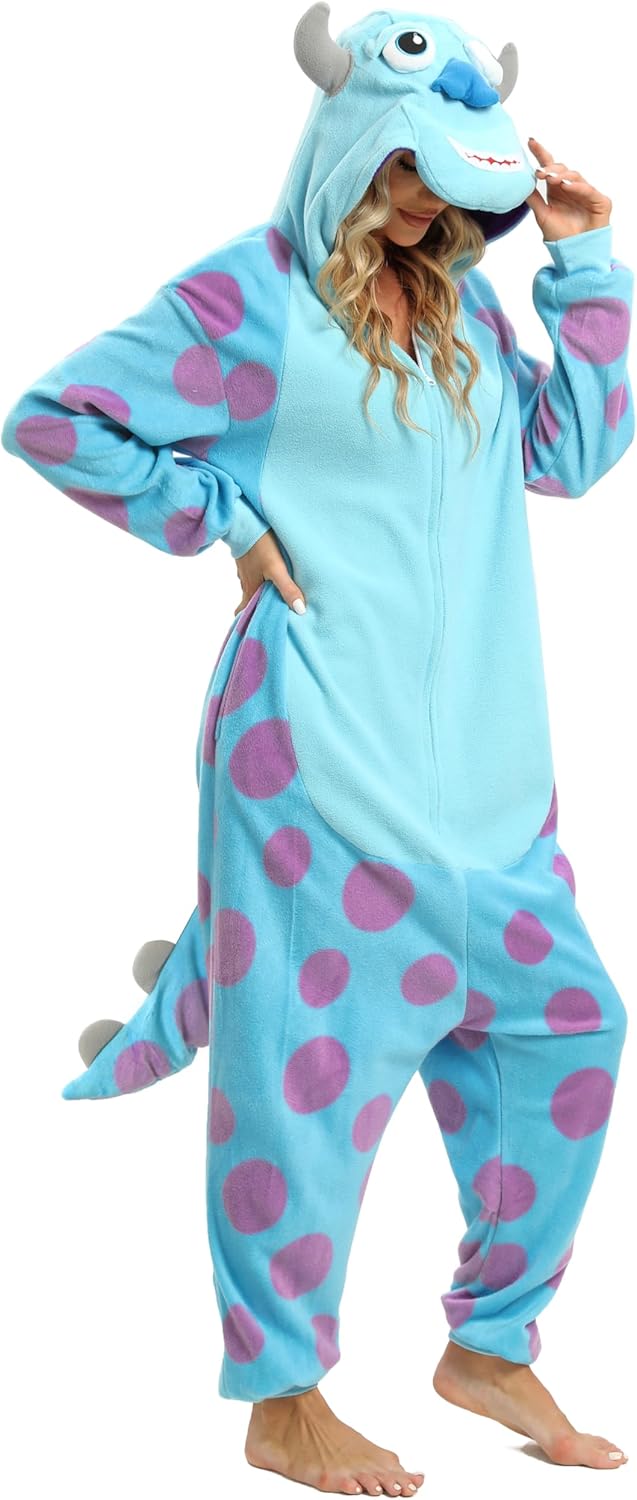 NAITOKE Adult Animal Onesie Halloween Costume Cosplay One-Piece Pajamas Women Man Teens X-Large Blue Purple