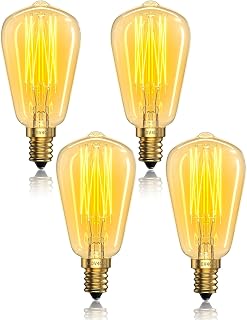 40 Watt Light Bulb for Candle Wax Warmer Lamp,E12 Edison Bulb,ST38 Dimmable Scentsy Light Bulbs,2200K Antique Vintage Style Light,E12 Base(4-Pack,3.17 x 1.49 Inch)