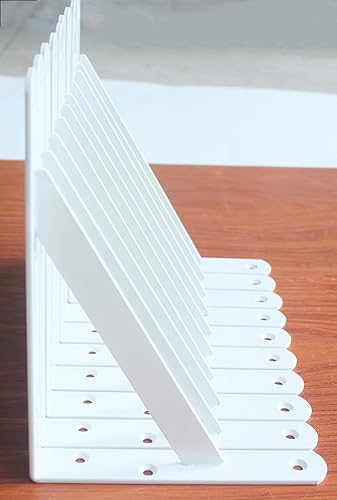 Vista 119 de Paquete de 4 soportes de estante resistentes de 8 pulgadas de largo x 6 pulgadas de alto con tornillos, soportes de estante de metal, soportes