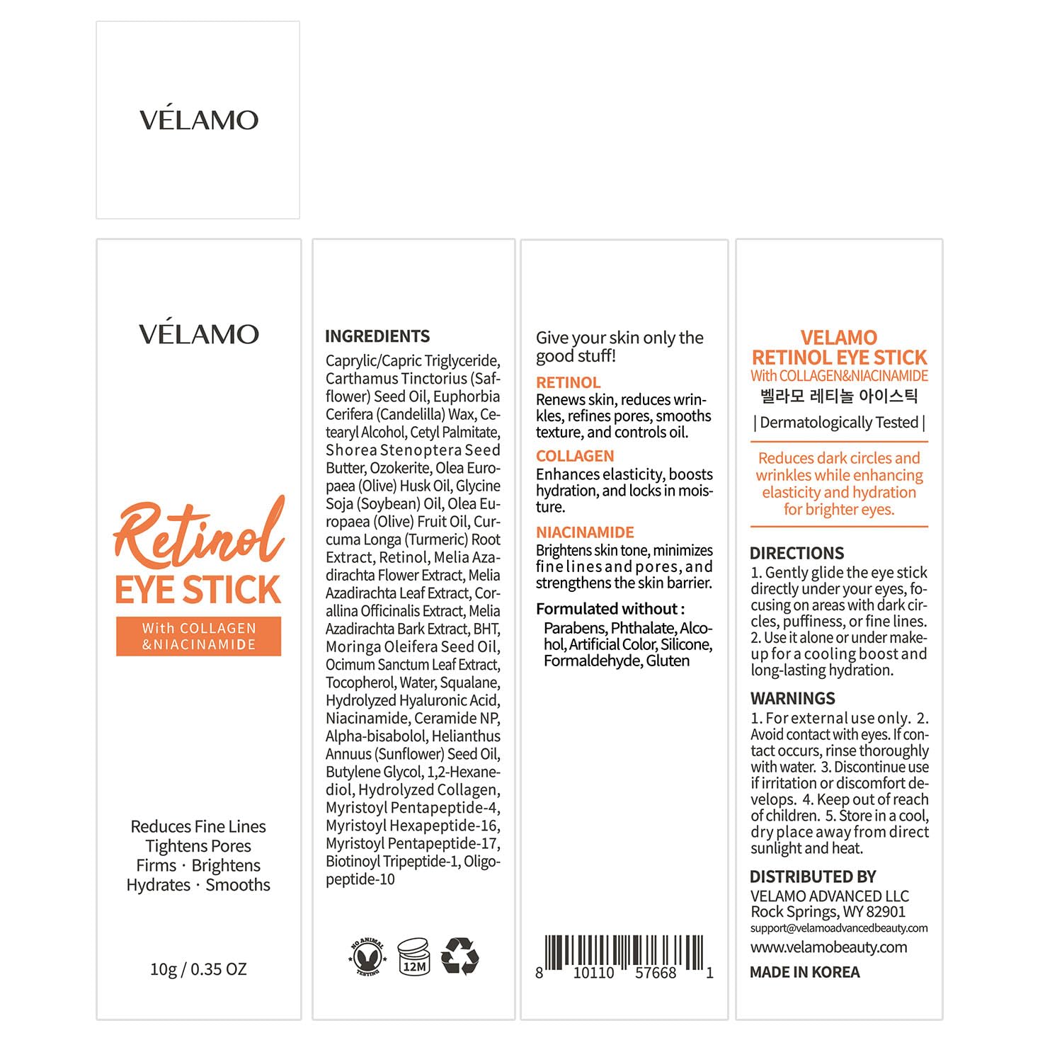 VELAMO ADVANCED Retinol Eye Stick: Plumping & Smoothing Under Eye Balm for Dark Circles, Puffiness & Wrinkles - Made in Korea, Upgraded Formula with Collagen, Niacinamide & Peptides, 0.35 OZ/10g - Image 11