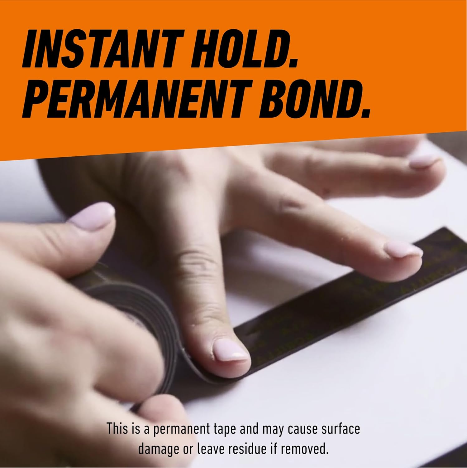 Gorilla Heavy Duty Double Sided Mounting Tape, Hanging, Instant 13.6kg Strong Hold, Permanent Bond, Weatherproof, 25.4mm x 1.52m, Black, (Pack of 1), GG41028