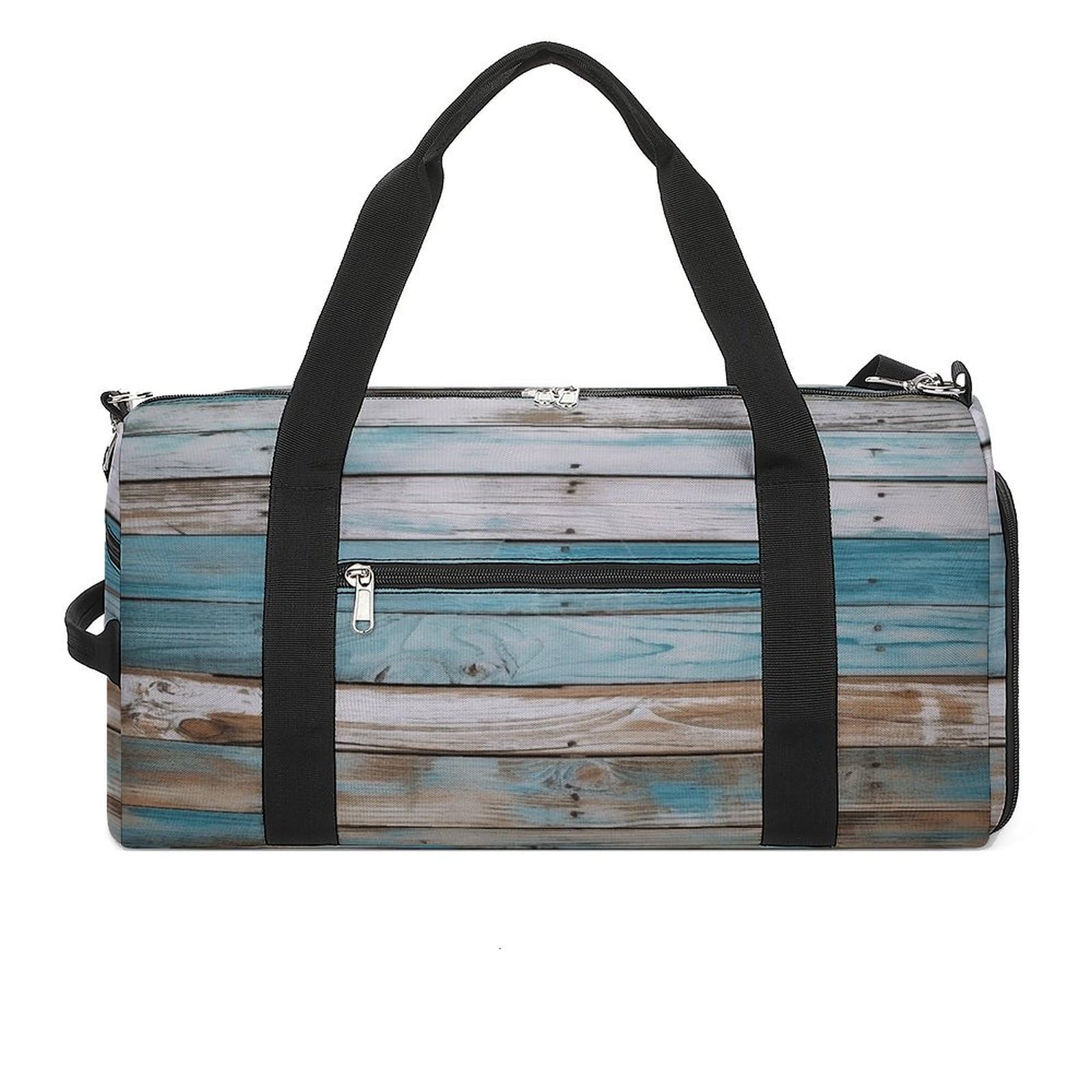 Turnbeutel für Damen und Herren, Vintage, Strand, Holz, altblau, Holzplanken-Druck, Turnbeutel, wiederverwendbar, Turnbeutel mit Schuhfach, Stil, Einheitsgröße, modern, Stil:, Einheitsgröße, Modern