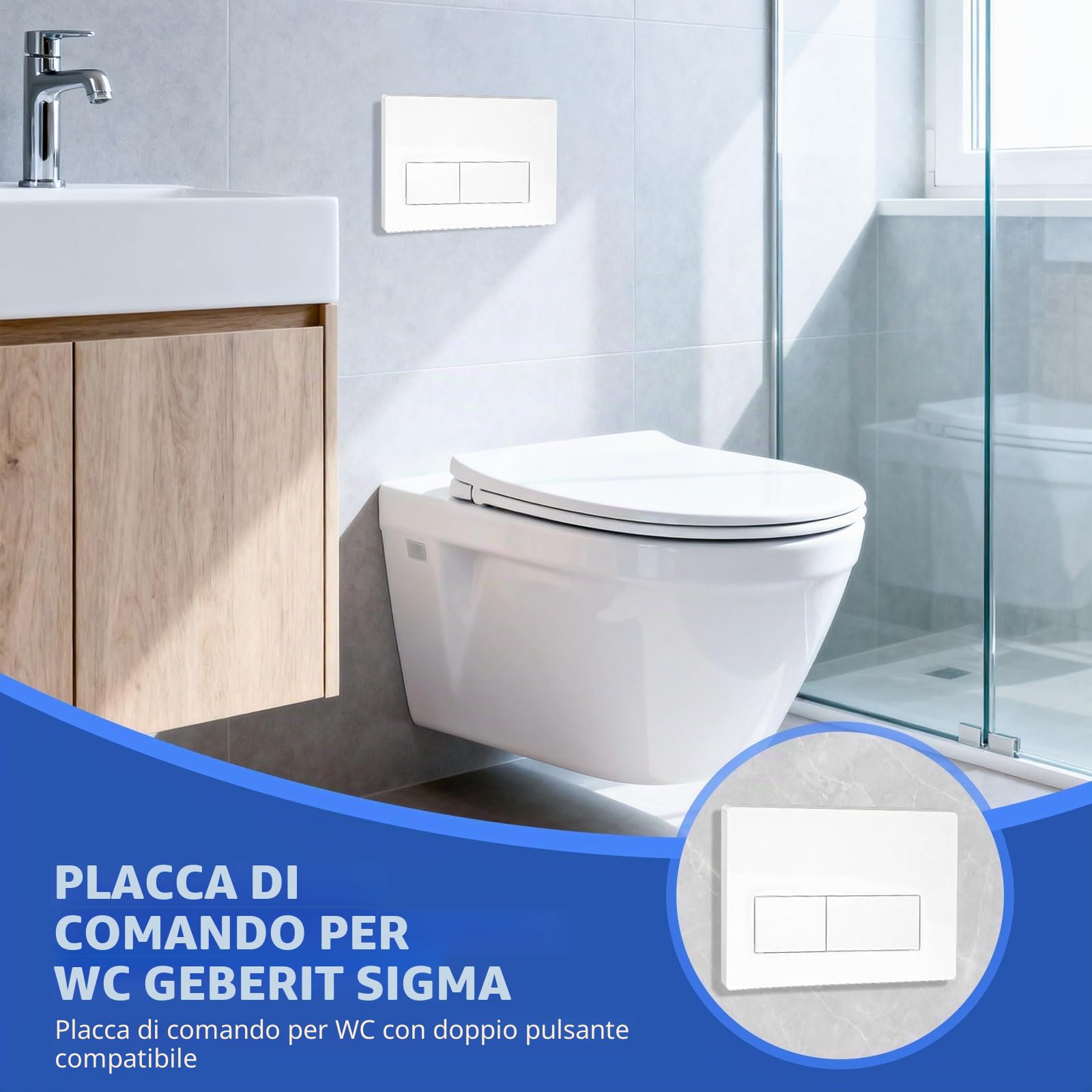 Placca Di Comando WC per Geberit, Compatibile Geberit Sigma 01, UP300 & UP320 Pannello Frontale Del Cassetta WC, Placca WC per Doppio Scarico per Geberit Cassetta Scarico Incasso WC