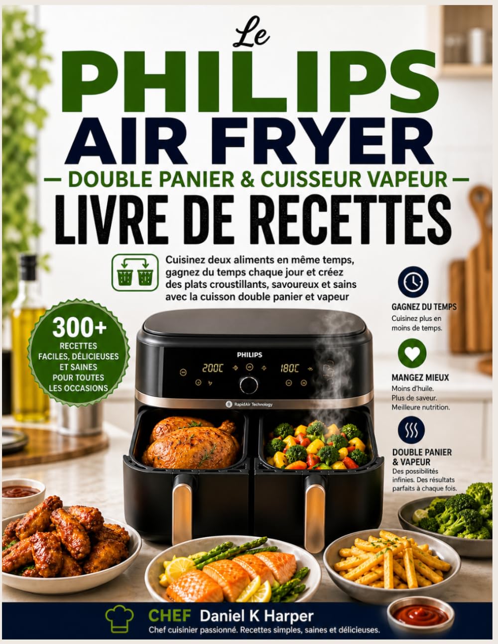 Le PHILIPS AIR FRYER DOUBLE PANIER & CUISEUR VAPEUR LIVRE DE RECETTES: Cuisinez deux repas en même temps, gagnez du temps au quotidien et créez des ... intelligente à double panier et à la vapeur.