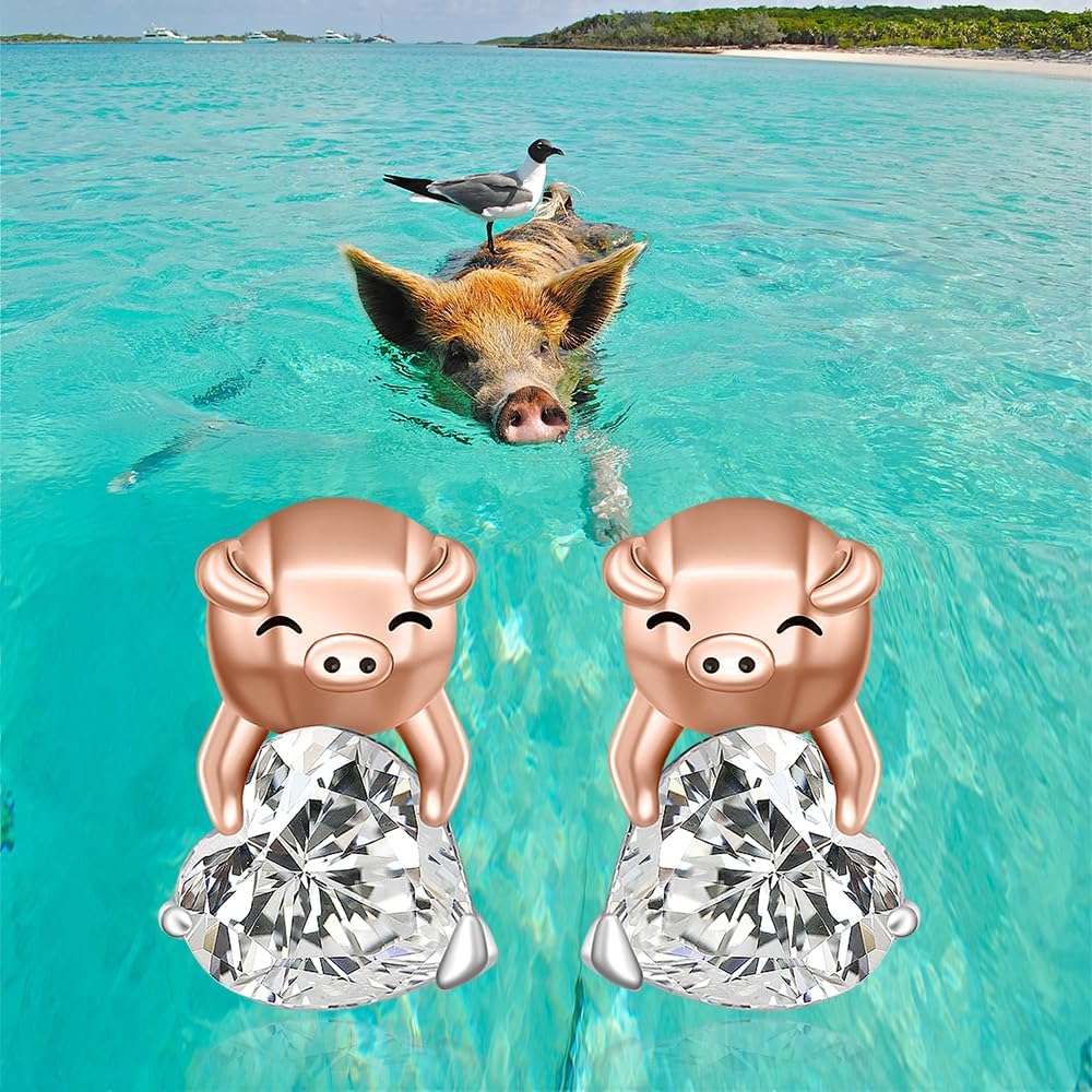 Origami Pig Earrings Sterling Silver Stud Love Heart Pig Jewelry for Women Daughter - Image 6