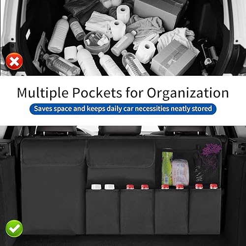 Miniatura 3 de Organizador de maletero de automóvil, organizador colgante para asiento trasero con bolsillos de almacenamiento para SUV, camión, camioneta,