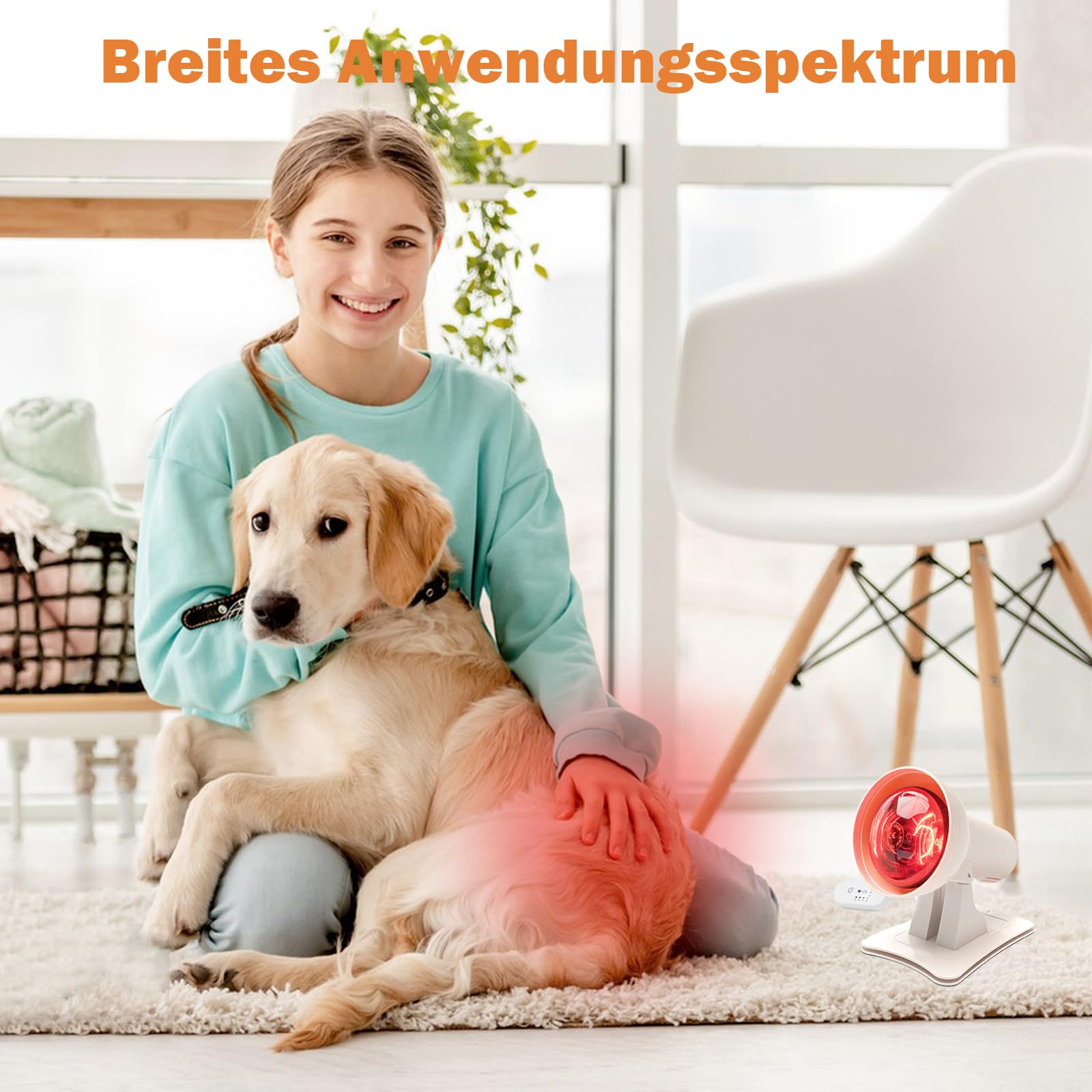 Rotlichtlampe 150Watt, mit Timer, Infrarotlampe Rotlichtlampe Gesicht Einstellbare Zeit und Temperatur (Weiß), mehrstufiger Winkelverstellung