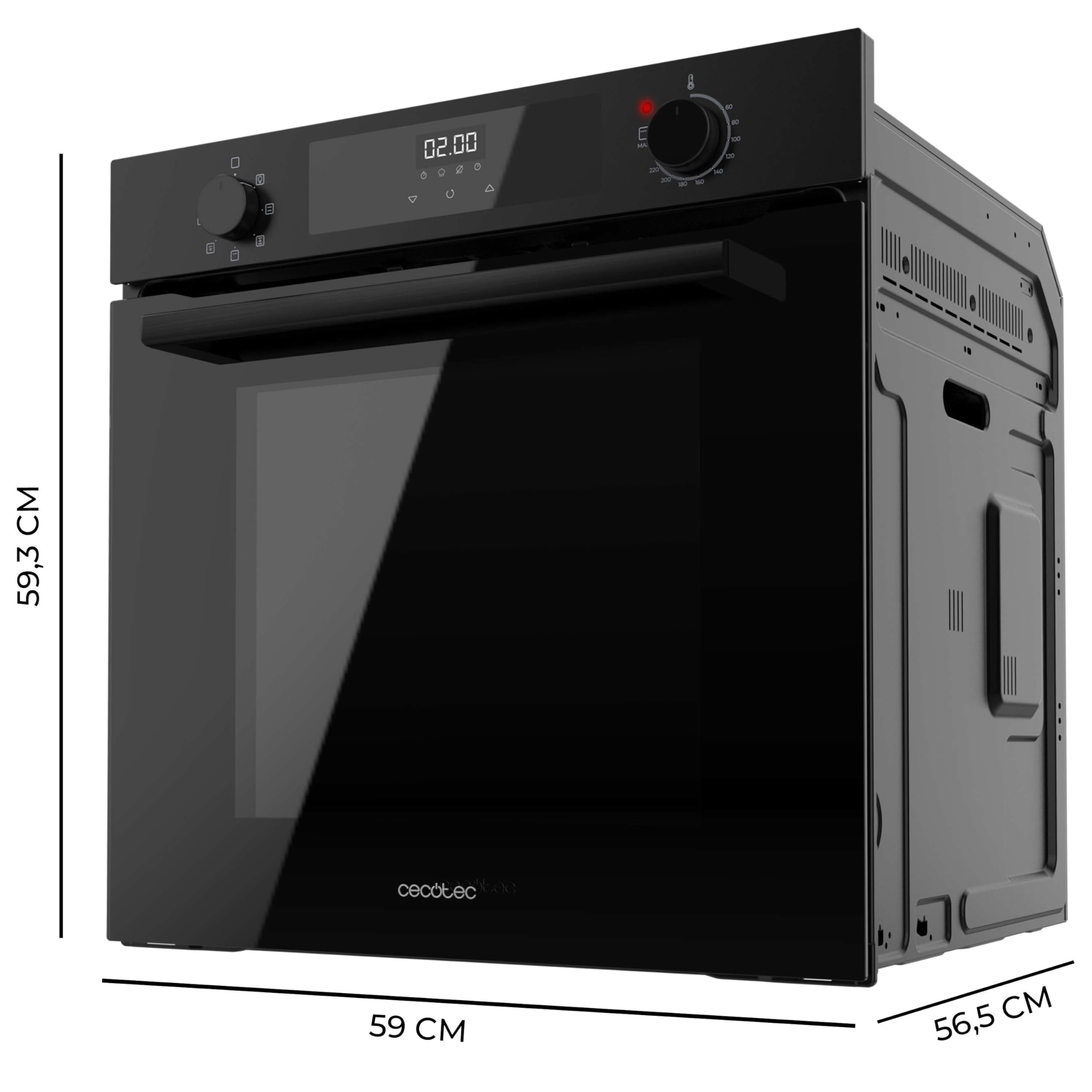 Cecotec Piekarnik wielofunkcyjny Wbudowany 60cm Bolero Hexa M226000 Glass Black A. 2800W, 72L, 7 funkcji, tryb Grill, Fan Assisted Grill, Tryb konwekcji, Defrost, Steam Base X2, Steam EasyClean i