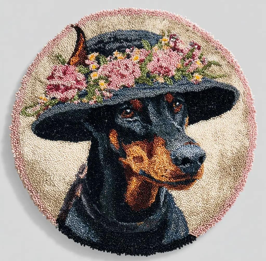 Kitquiver Latch Hook Craft Kit Rug Doberman 50X50Cm