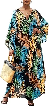 Bsubseach Lange strandjurk voor dames, kaftan, Turkse strandjurk, One Size