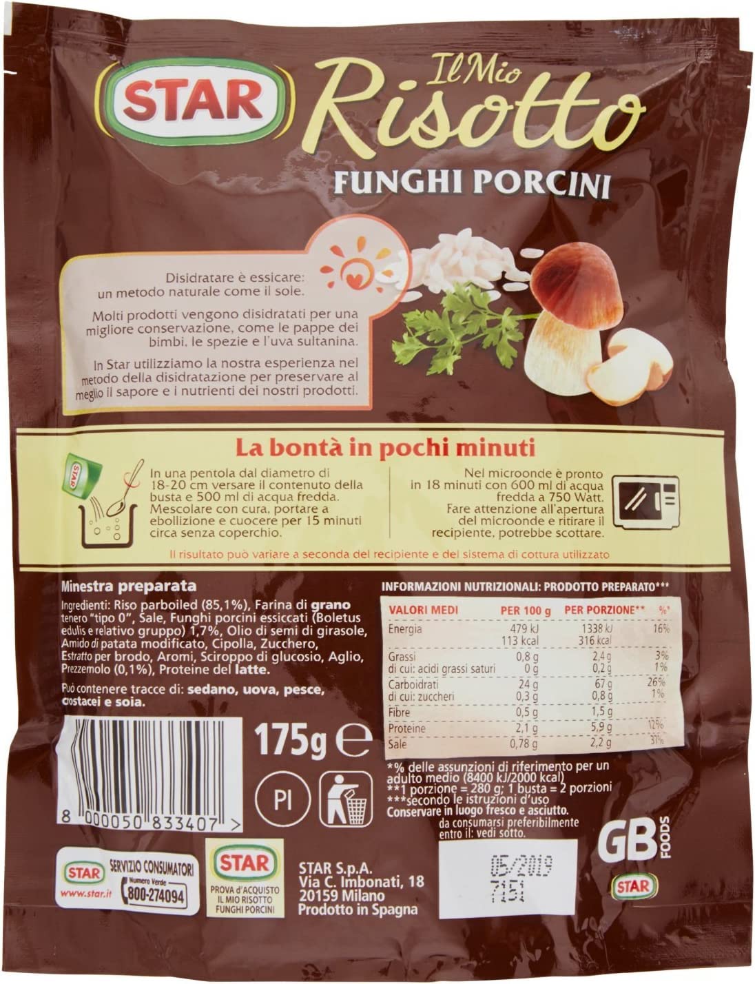 12x Star il mio Risotto funghi Reis Steinpilze 175g italienisch Fertiggerichte